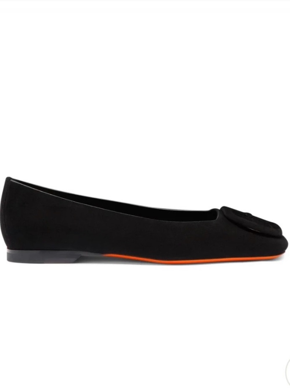 Santoni  Maya Flat Black Square-Toe Women's Flat